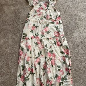 Flutter-Sleeve Floral Smocked Midi Swing Dress for Women